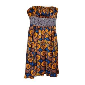 Plenty by Tracy Reese Anthropologie 100% Silk Vibrant Strapless Dress, Size 8